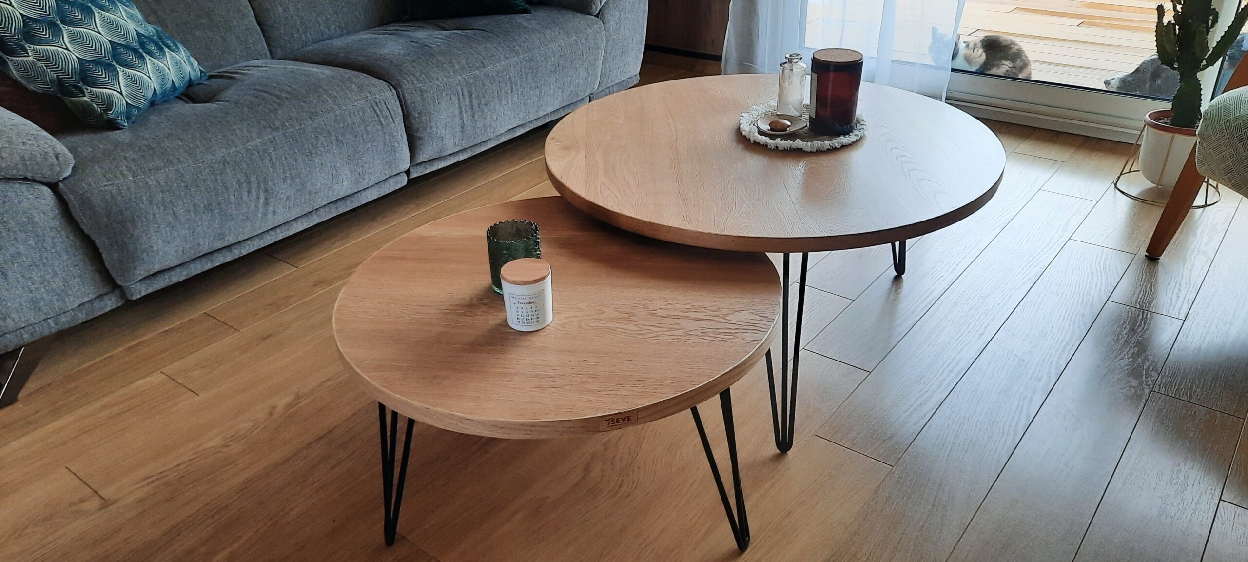 Table basse gigogne chêne recyclé économie circulaire mobilier bureau