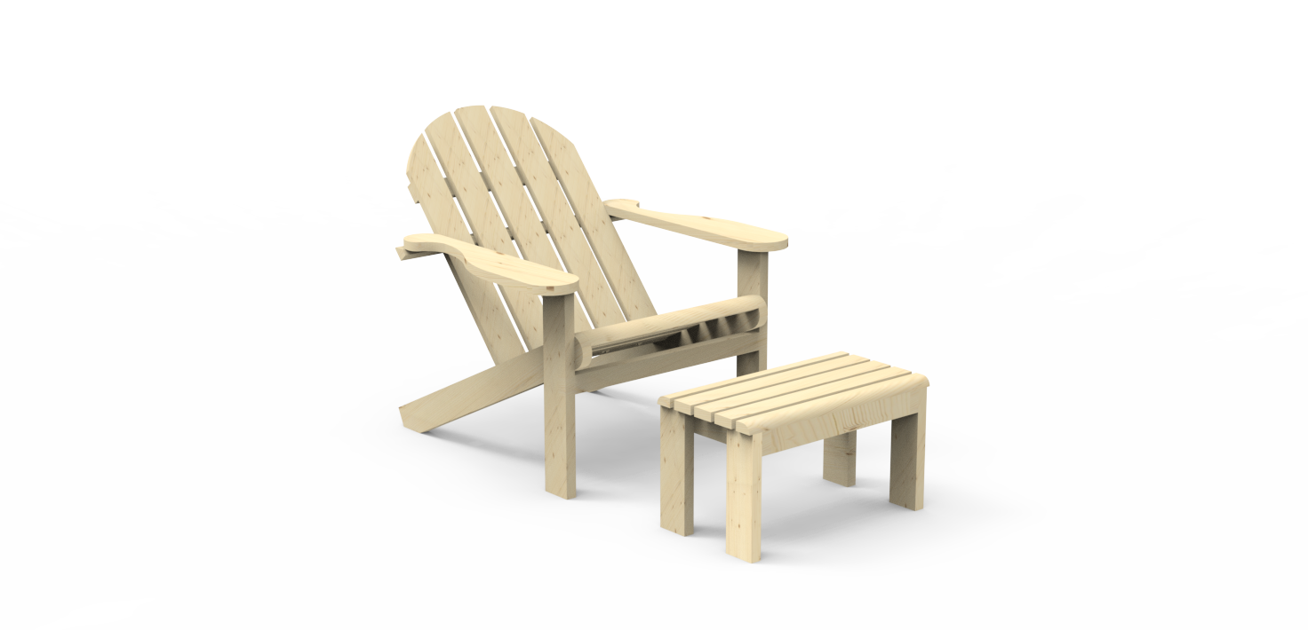 Fauteuil canadien en sapin de réemploi. Ameublement espaces de convivialité en économie circulaire